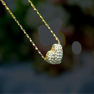 🌺Michael Kors Gold Heart Pave Pendant Necklace-NEW